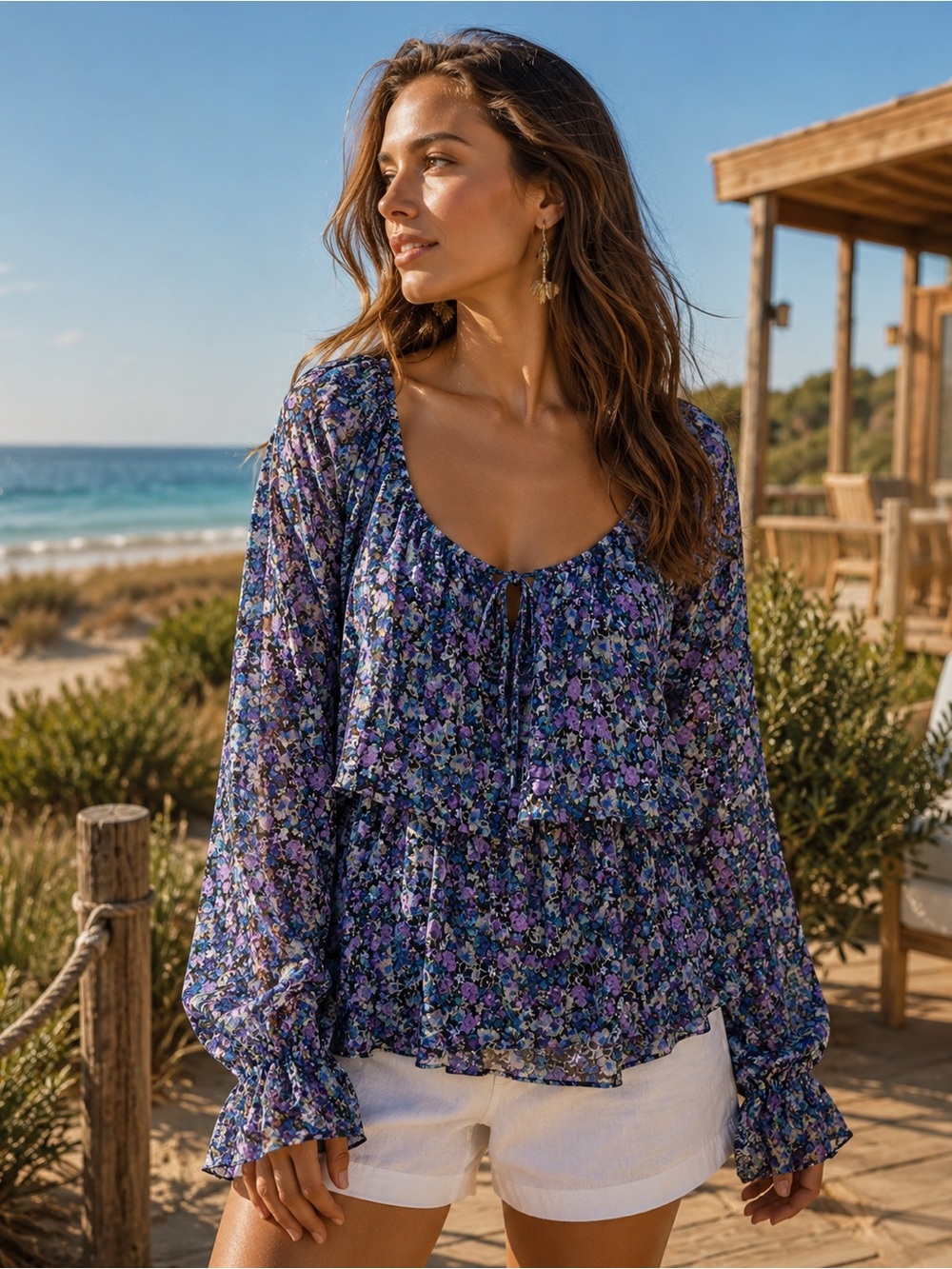 💜Susan Lawrence Multicolor Floral Blouse